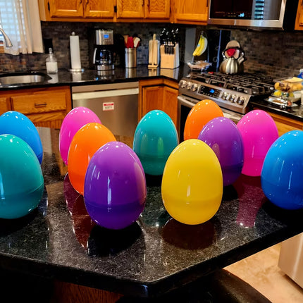 12 Piezas de Mega Huevo de Plastico Vacios Colores Surtidos, Huevos de Pascua, para Fiestas temáticas de Pascua, Caza de Huevos de Pascua