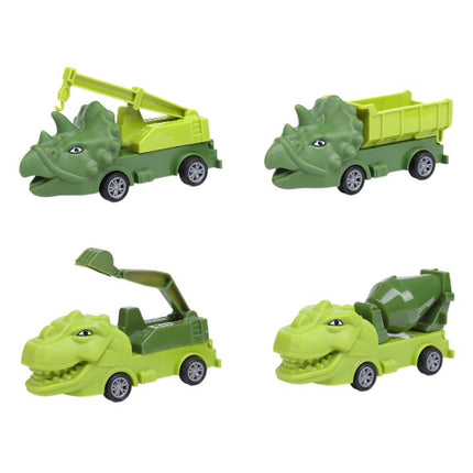 Set de 4 Vehículos de transporte de dinosaurios, juguetes de ingeniería verde para niños, regalos, fiestas