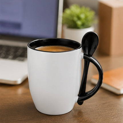 Taza para sublimar exterior blanco e interior de color Negro.