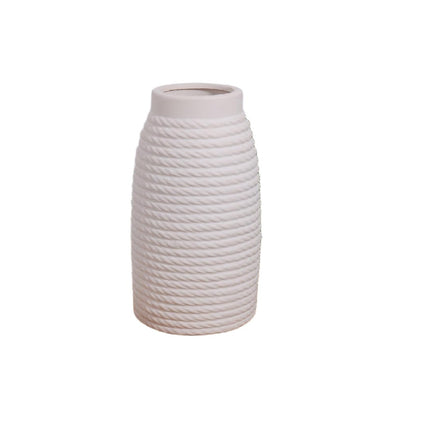 Florero Decorativo de Cerámica Blanca 20 cm – Jarrón Moderno con Textura en Relieve para Flores y Decoración del Hogar  Descripción