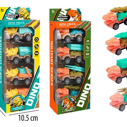 Set de 4 Vehículos dinosaurios  de Fricción, regalos, fiestas y cumpleaños