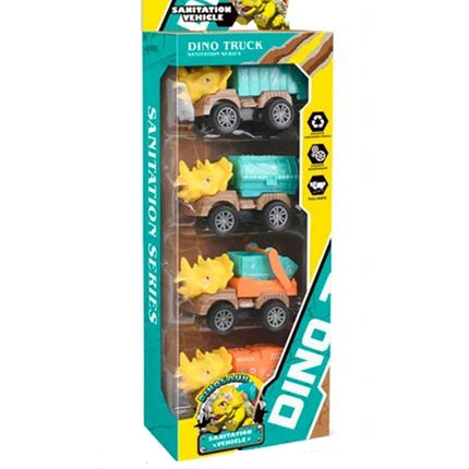 Set de 4 Vehículos dinosaurios  de Fricción, regalos, fiestas y cumpleaños