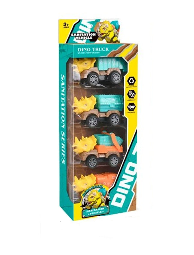 Set de 4 Vehículos dinosaurios  de Fricción, regalos, fiestas y cumpleaños