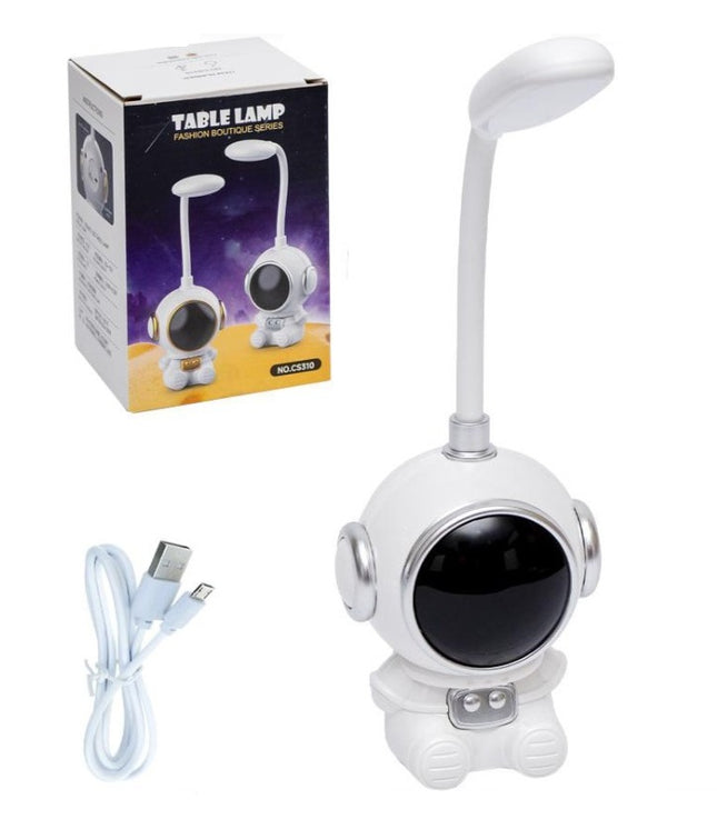 Lámpara LED Astronauta USB con Cuello Flexible 360° | Luz de Escritorio Decorativa para Lectura, Estudio y Habitación Infantil | Diseño Moderno y Compacto