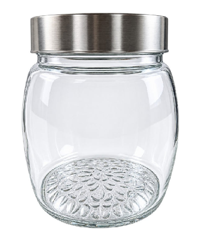 Frasco de Vidrio Transparente de 1.22 ml con Tapa Metálica de Rosca para Almacenamiento de Alimentos, Dulces, Galletas y Granos