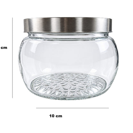 Frasco de Vidrio Transparente 640 ml con Tapa Metálica de Rosca, Recipiente para Alimentos, Dulces, Galletas, Granos, Semillas y Almacenamiento de Cocina