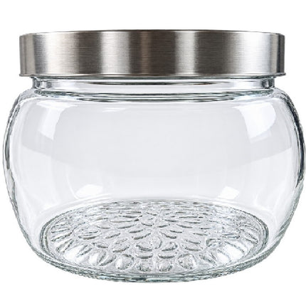 Frasco de Vidrio Transparente 640 ml con Tapa Metálica de Rosca, Recipiente para Alimentos, Dulces, Galletas, Granos, Semillas y Almacenamiento de Cocina