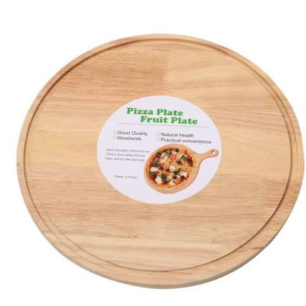 Plato para Pizza 25 cm de Madera, Tabla Individual para Servir, Ideal para Cocina, Restaurante, Botanas y Postres