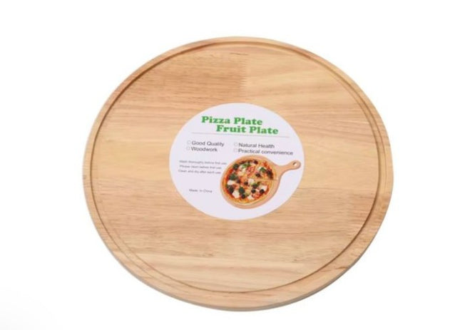 Plato para Pizza 25 cm de Madera, Tabla Individual para Servir, Ideal para Cocina, Restaurante, Botanas y Postres