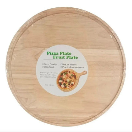 Plato para Pizza 25 cm de Madera, Tabla Individual para Servir, Ideal para Cocina, Restaurante, Botanas y Postres