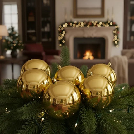 6 Esferas Navideñas Decorativas 10 cm – Acabado Brilloso, Ideal para Árbol y Decoración