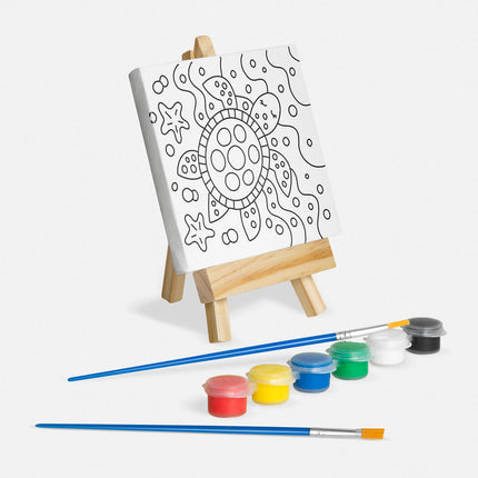 Set De Pintura Koopa Para Niños Con Lienzo, Caballete De Madera, Pinturas Y Pinceles, Actividad Creativa Y Educativa