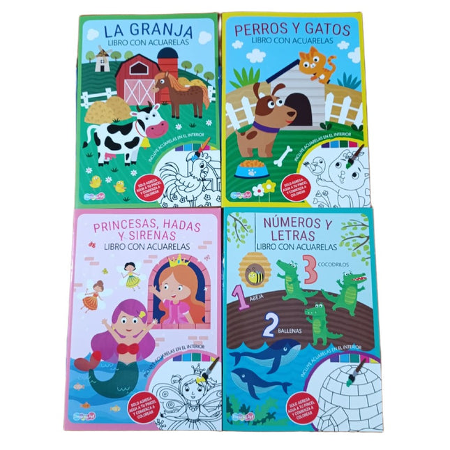 Set 4 pz Libro con Acuarelas 24pag 21x19cm