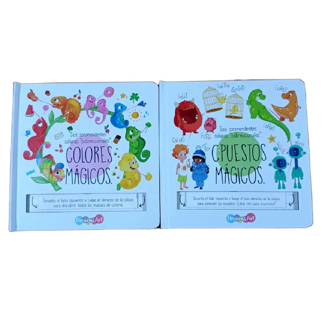 Set 2pz Libro Didactico Colores y Opuestos Magicos 12 Páginas 20x20cm