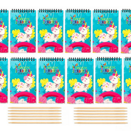 Libreta Scratch Art, Kit de Dibujo Scratch Para Niños, 12 pz Creatividad Artística, Cuaderno para rascar arcoiris