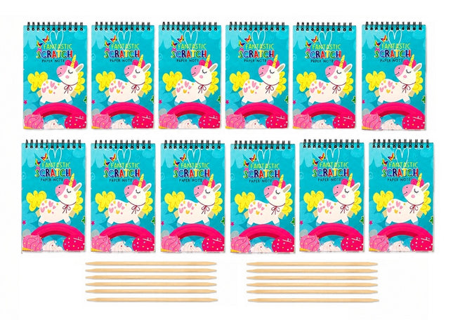 Libreta Scratch Art, Kit de Dibujo Scratch Para Niños, 12 pz Creatividad Artística, Cuaderno para rascar arcoiris