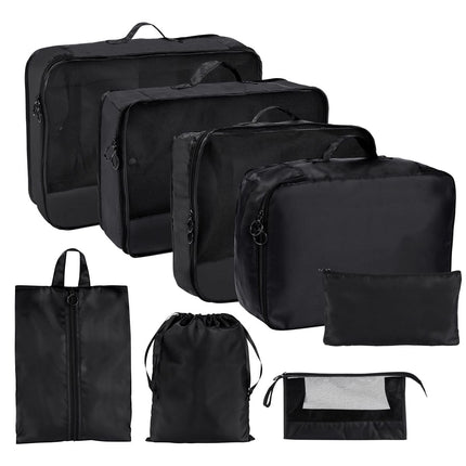Organizador de Maleta 8 en 1, Bolsas de Viaje con Malla para Ropa, Calzado, Cosméticos y Accesorios, Set de Organizadores con Cierres y Asas para Equipaje, Ideal para Viajes y Vacaciones