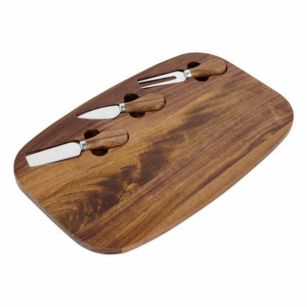 Set de Tabla para Quesos,Accesorios para Degustación de Aperitivos en Madera Natural, Ideal para Botanas, Reuniones y Regalos