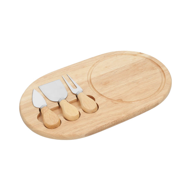 Set de Tabla para Quesos con 2 Cuchillos y 1 Tenedor, Accesorios para Botanas y Aperitivos en Madera Natural, Ideal para Reuniones, Degustaciones y Regalos