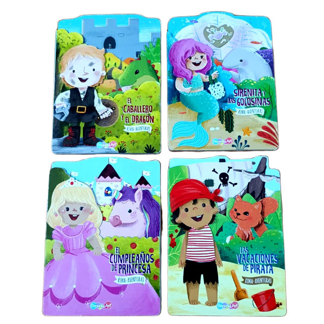 Set 4 pz Cuentos RIMA AVENTURAS 21x16 cm. 8 paginas Surtido