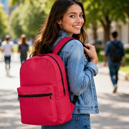 Mochila de Poliéster con Compartimento para Laptop de 15", Bolsa Frontal con Cierre, Tirantes Ajustables y Asa Superior, Ideal para Escuela, Oficina y Viajes  Descripción: