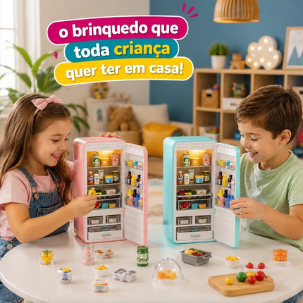 Mini Brands Geladeria en miniatura Rosa, Set de Mini Refrigerador de Juguete para Casa de Juegos