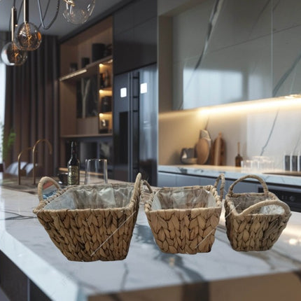 Juego de Canastas Organizadoras de Mimbre, 3 Piezas Canastas para cocina