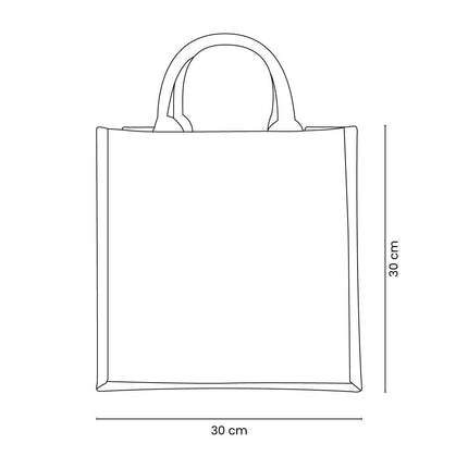 Bolsa de Yute con Fuelle y Asas Redondeadas, Tote Bag de Canvas y Algodón para Compras, Playa, Piscina, Picnic y Uso Diario, Diseño Natural y Resistente, 30 x 30 x 19 cm