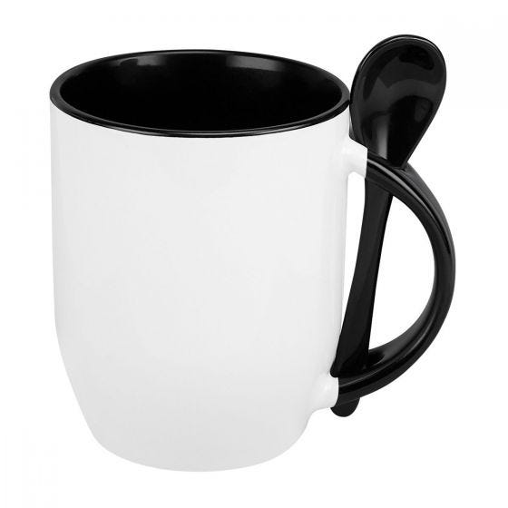 Taza para sublimar exterior blanco e interior de color Negro.