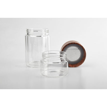 Termo de Vidrio de Doble Pared con Infusor de Acero Inoxidable, Tapa de Rosca Antiderrames, para Té, Café y Bebidas Calientes o Frías