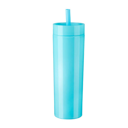Termo de Doble Pared de Plástico con Tapa de Cierre a Presión, Termo Reutilizable de 450 ml para Bebidas Frías o Calientes, Diseño Práctico y Portátil, 6 x 21 cm
