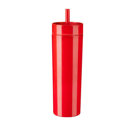 Termo de Doble Pared de Plástico con Tapa de Cierre a Presión, Termo Reutilizable de 450 ml para Bebidas Frías o Calientes, Diseño Práctico y Portátil, 6 x 21 cm