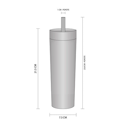 Termo de Doble Pared de Plástico con Tapa de Cierre a Presión, Termo Reutilizable de 450 ml para Bebidas Frías o Calientes, Diseño Práctico y Portátil, 6 x 21 cm