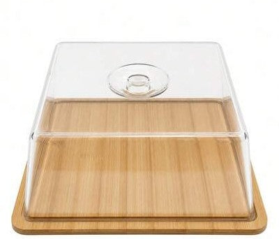 Panera de Bambú 30x30x13cm con Tapa Transparente, Recipiente para Pan con Cubierta Protectora, Ideal para Conservar, Almacenar y Servir Pan