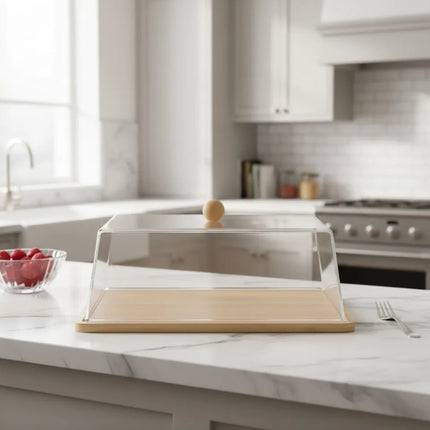 Panera de Bambú 33x22 cm con Tapa Transparente, Recipiente para Pan con Cubierta Protectora, Ideal para Conservar, Almacenar y Servir Pan