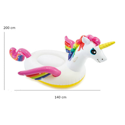 Salvavidas Inflable Unicornio 200-140-97CM para Niños – Flotador Infantil para Playa, Alberca y Verano, Diseño Divertido y Seguro