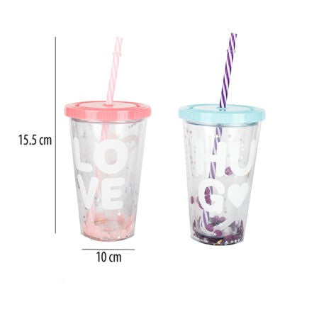 Vaso de vidrio 450ml con popote - Geekolor