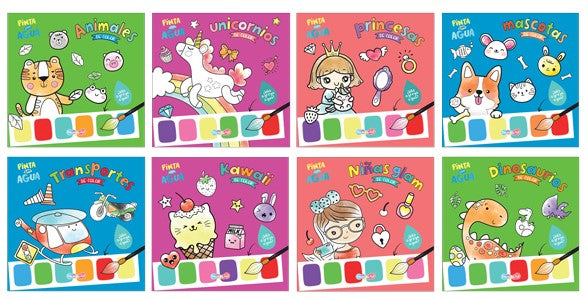 Kit libros Pinta con agua 12 pag.  Storyland modelos diferentes